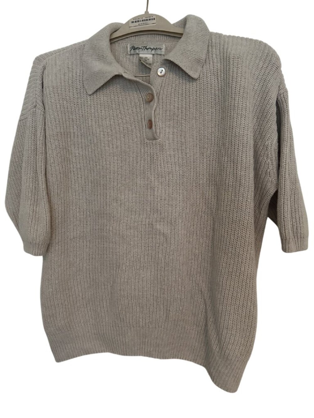Norm Thompson Knit Polo Sweater Linen Blend Medium